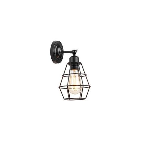 Set aus 2 rustikalen Industrie-Wandleuchten mit verstellbarem Metallkäfig, Vintage-Industrie-Wandleuchte aus schwarzem Eisen, Innenbeleuchtung, rustikale Wandleuchte (A)-Crezuo