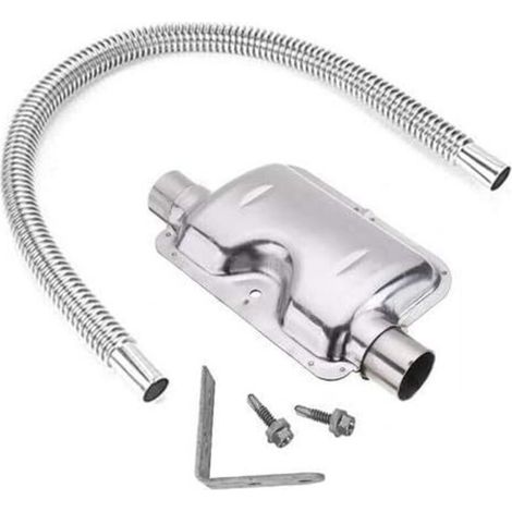Ensemble de silencieux de tuyau d'échappement en acier inoxydable Silencieux de tuyau d'échappement pour chauffage diesel à air de voitures, 120 cm