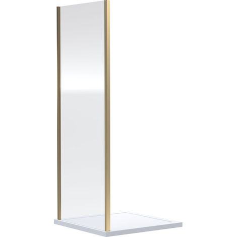 Almington 6mm Toughened Safety Glass Side Panel - 1900 x 700mm - Brushed Brass - Balterley