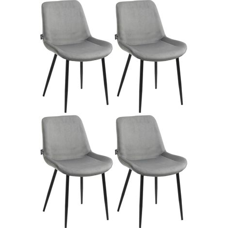 Juego de 4 sillas de comedor de diseño moderno y confortable en terciopelo gris y metal negro mate 100001843 (1/5)