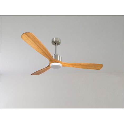 Modulo Ventilateur de plafond pour chambres avec Lumière chromé et bois massif Clair10 à 25 m² KLDC3SlimP542SwL1ChSlim (1/5)
