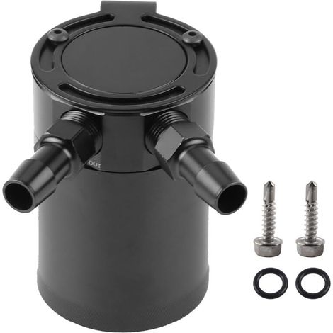 Récupérateur d'huile à déflecteur compact universel en alliage d'aluminium, 2 ports, noir (1/5)