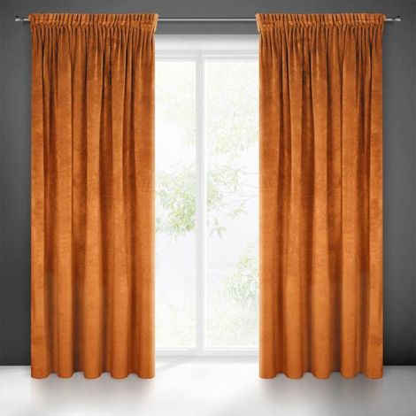 Eurofirany Tende vellutate vellutate Marrone ruggine Rosso Fucsia Fascia arricciata Elegante Tenda Liscia Tinta Unita Morbido Soggiorno Camera da Letto Lounge, Poliestere, 140 x 270 cm (1/5)