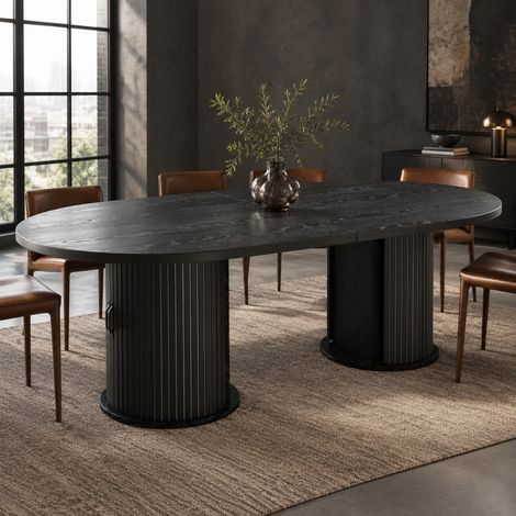 Tavolo da pranzo estensibile 150-190 x 80 x 75 cm con vano nascosto, nero DESVIAE (1/5)