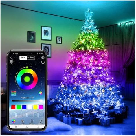 10-m-smarte-rgb-led-weihnachtsbeleuchtung-100-leds-fernbedienung-app-steuerung-ip67-wasserdicht-fur-innen-und-au-enbereich-geeignet-partybeleuchtung-240267505 (1/5)