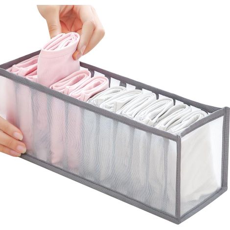 Lot de 2 boîtes de rangement pour sous-vêtements, organiseur de tiroir pliable pour armoire, idéal pour chaussettes, cravates, culottes, écharpes, ceintures, leggings, vêtements de sport (1/5)