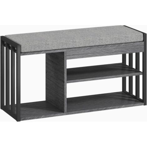 Schuhregal mit integrierter Sitzbank, 3-stöckiges Eingangsmöbel für Flur, Wohnzimmer, Schlafzimmer, Grau (1/4)