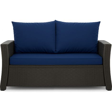 Coussins de canapé meubles de jardin en résine tressée Bleu, Coussins balançoire d'extérieur 100x60x50cm Coussin pour banquette 2 places mix