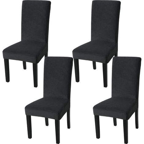 Housses de chaise en velours extensibles, lot de 4, lavables, pour salle à manger (1/5)