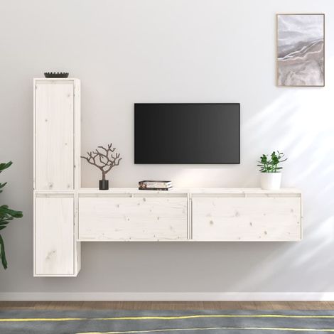 Muebles para TV 4 piezas madera maciza de pino blanco vidaXL (1/5)