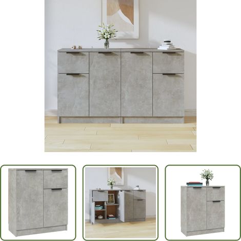 vidaXL Armoire multifonction - Buffets 2 pcs Gris béton 60x30x70 cm Bois d'ingénierie (1/5)
