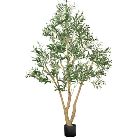 Arbre Artificiel, 1,8 m, Plante Artificielle en PE Olivier Artificiel avec Pot Noir, Tronc et Feuilles Vertes Réalistes, Faux Arbre pour Bureau, Salon, Chambre à Coucher, Décoration d'Intérieur (1/5)