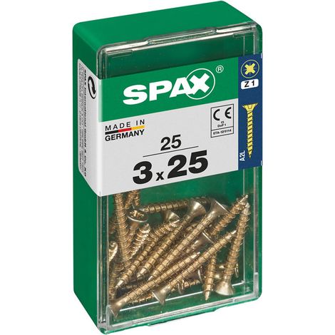 Boîte 25 Unités. Vis A Bois Spax Cab. Plat Yellox 3.0x25mm Spax (1/2)