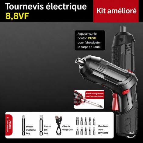 Visseuse électrique sans fil rechargeable 8.8Vf à trois aimants, kit amélioré D2 8.8 d2 20 × 20 × 20 cm 367 g – Livraison gratuite