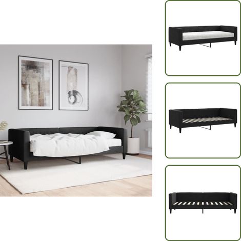 The Living Store Tagesbett mit Matratze Schwarz 90x200 cm Stoff - Schlafsofa (1/5)