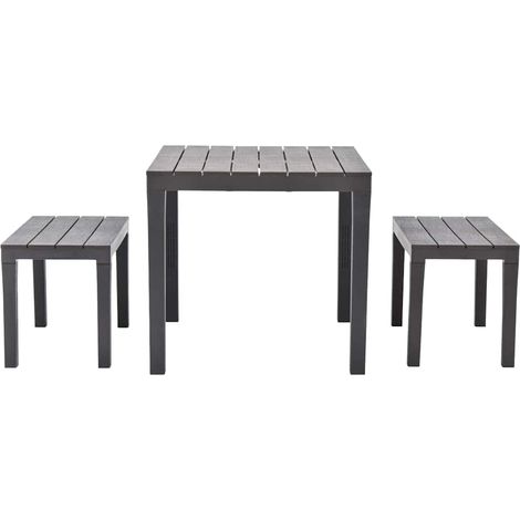 Maison Exclusive - Mesa de jardín con 2 bancos plástico marrón (1/5)