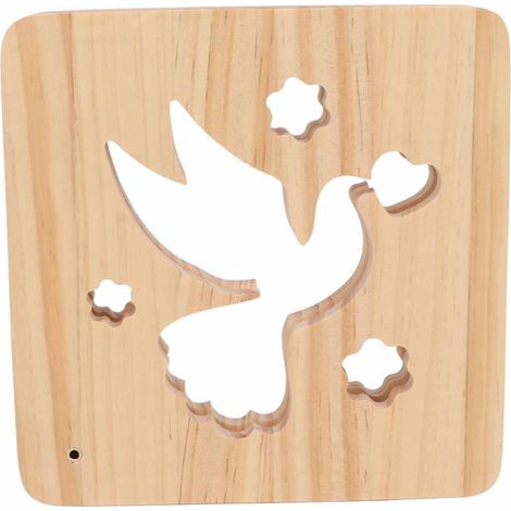 Lampe 3D Colombe en Bois 2W Lumière Douce Veilleuse Chambre Décorative (1/5)