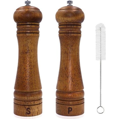 Grande macina sale e pepe in legno (20 cm) con spazzola per la pulizia (1/5)