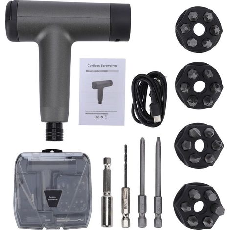 Kit Électrique à Vis sans Fil Rechargeable, 3.6V avec USB-C, 3 Puissances LED pour Assemblage / Électricité (1/5)