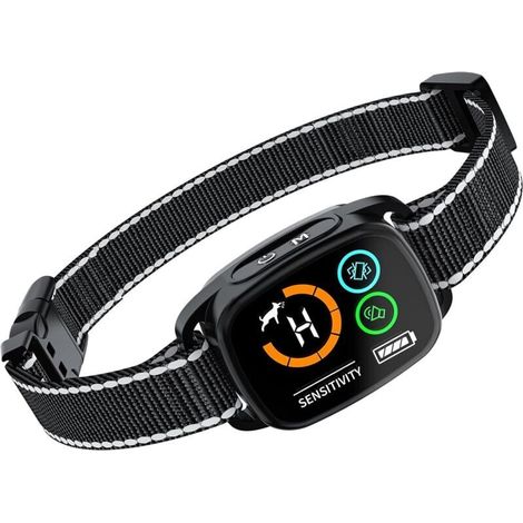 Antibellhalsband für Hunde, Ton-/Vibrations-/Starke Vibrationsmodi, Intelligente Bellerkennung, Wiederaufladbar, IP67 Wasserdicht, für kleine und große Hunde (Schwarz) (1/4)