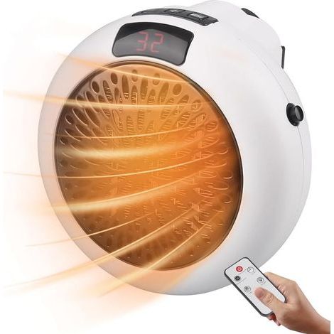 Mini radiateur portable, 900 W, en céramique, thermostat réglable, mini radiateur électrique d'appoint en céramique avec télécommande (blanc) (1/5)