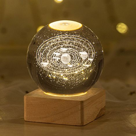 Boule De Cristal Nocturne - Galaxie Planétaire Astronaute - Lumière USB Chaud/RGB - Lampe De Chevet Pour Enfants - 1 Pièce (1/4)
