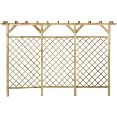 vidaXL Valla de jardín con pérgola madera pino impregnada 300x50x200cm (1/2)
