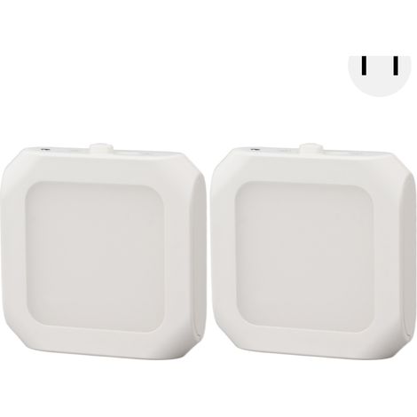 Lot de 2 Veilleuses LED à Détecteur de Mouvement, Prise Murale, Lumière Chaude 110-220V, Capteur Crépuscule-Aube, Variateur Inclus, Fiche Américaine (1/5)