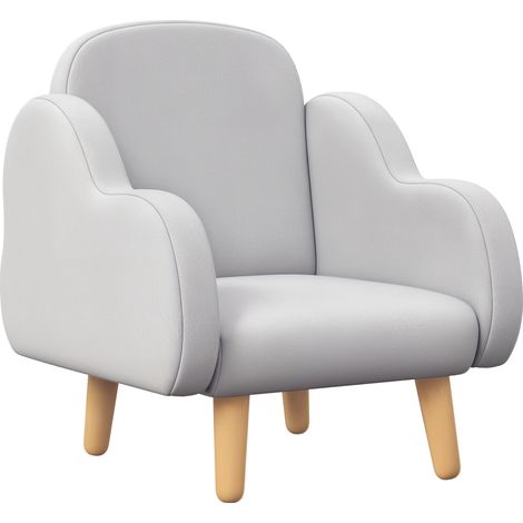 ZONEKIZ Kids Armchair Toddler Sofa Children Chair with Arm Rest, Wooden Frame, Velvet, PP Legs, Cloud Shape, for Ages 1.5-3 Years - Grey (1/5)