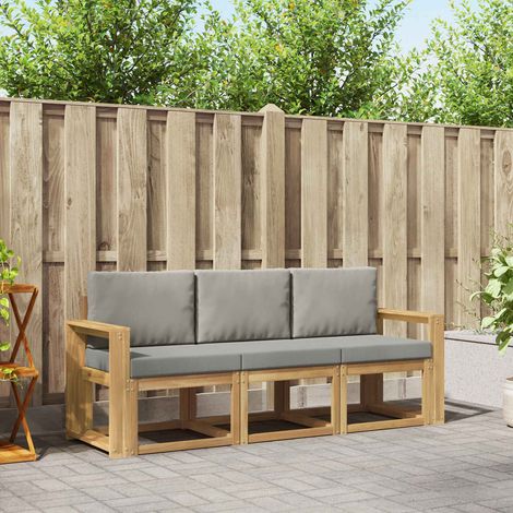vidaXL Conjunto de sofás de exterior 3 uds. Blanco y Gris Claro (1/5)
