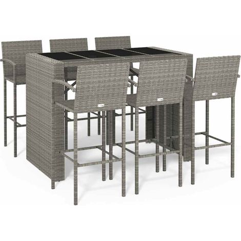 Maison Exclusive - Set da Bar da Giardino 7 pz Grigio in Polyrattan (1/5)