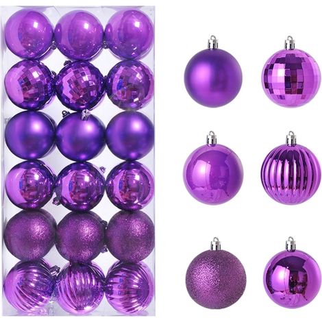 Boules De Noël - 36 Pièces - Diamètre 3 Cm - Avec Anneau De Suspension - Pour Arbre De Noël Guirlande Et Décoration Intérieure - Violet (1/5)