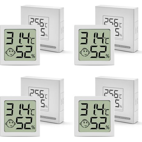 Set termometro per interni, mini termometro digitale LCD, piccolo igrometro da parete per interni per cameretta, camera da letto, soggiorno e cucina, 4 pezzi