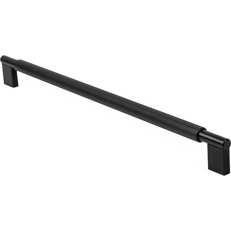 tirador aluminio modelo arpa acabados efecto inox, laton cepillado, negro cepillado acabado negro cepillad dist. agujero dist. 320mm.