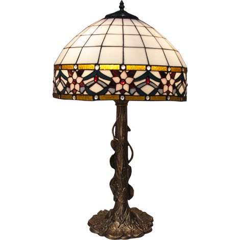 Lampe de table de forme Tiffany avec abat-jour diamètre 40 cm Série Museum