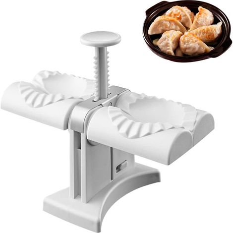 Machine à wontons, poêle à wontons double, machine à wontons automatique, machine à raviolis en acier inoxydable, double rouleau à la fois, ustensiles de cuisine (emballage automatique de raviolis) (1/3)