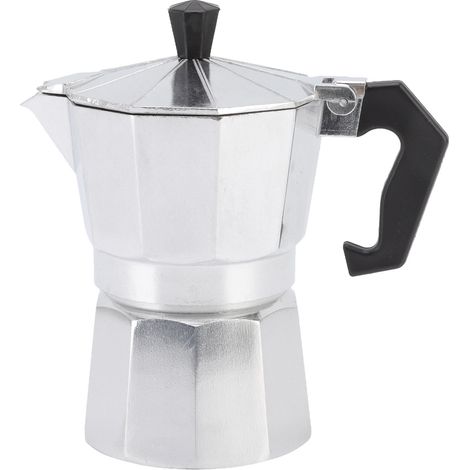 Cafetière italienne 150ml aluminium octogonale style rustique argentée pour café de camping et bureau (1/5)