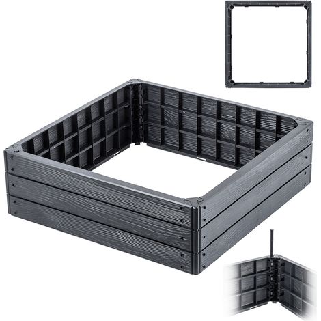 KADAX Gartenbeet, Hochbeet, Pflanzenbeet zum Anbau, Quadratisch, Anthrazit (1/5)
