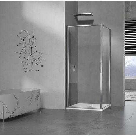 GRAND VERRE Cabine de douche à ouverture intérieure et extérieure en verre 6mm transparent profilés en aluminium chromé 100x80 (1/5)