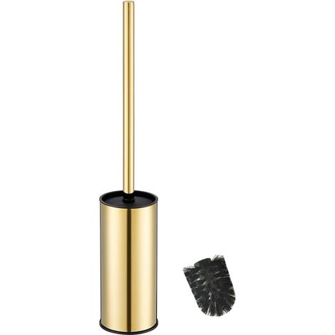 Porte-Brosse WC Rond en Acier Inoxydable doré Autonome pour Salle de Bain (doré) (1/5)