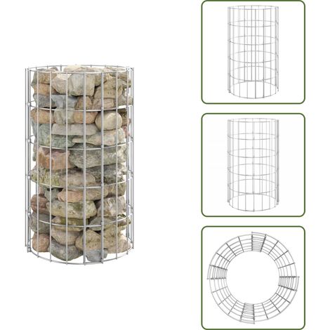 The Living Store Poteau à gabion circulaire Acier galvanisé Ø30x50 cm - Bordure jardin (1/5)