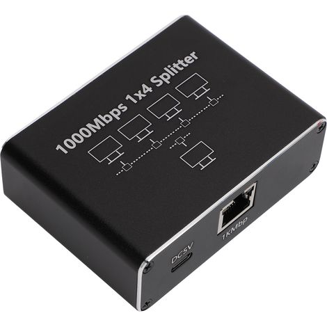 1-zu-4-Ethernet-Splitter, 1000 Mbit/s, Breitband-Internet, LAN-Splitter, Ethernet-Switch, Netzwerk-Splitter für Cat-6-, Cat-7- und Cat-8-Kabel (1/5)