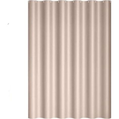 Shower curtain insert, water-repellent bathroom curtains, rust-proof eyelets at the top, weighted hem at the bottom, machine washable (set of 6, beige) (1/4)