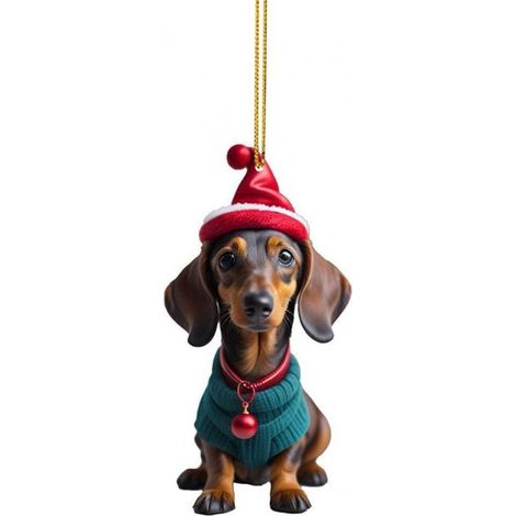 Pendentif Acrylique Chien - Décoration Voiture Maison Bureau - Accessoire Suspendu Noël Fêtes - 2 Pièces (1/4)