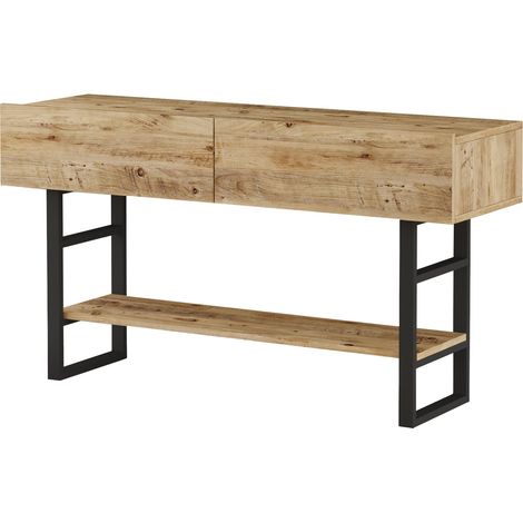 Consolle 76 x 139 x 43 cm effetto rovere rustico / nero 030008589