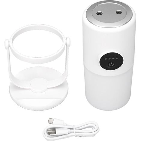 USB-wiederaufladbarer Tisch-Luftbefeuchter, leise, zwei Nebelmodi, 300 ml, kühle Luftbefeuchter mit Ständer für Schlafzimmer, Reisen, Büro, Zuhause, Weiß (1/5)