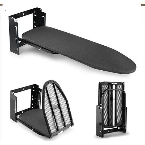 Planche à Repasser Murale Pliable avec Housse résistante à la Chaleur, Planche à Repasser compacte pour Petits espaces, Noir, 30 x 93 cm
