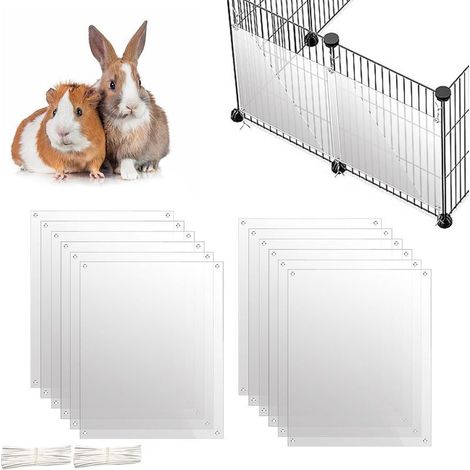 Lot de 12 doublures de cage en plastique transparent pour cage à lapin, cochon d'Inde, accessoires de cage pour petits animaux – Gardez la litière dans la cage, 26 x 21 cm (1/5)