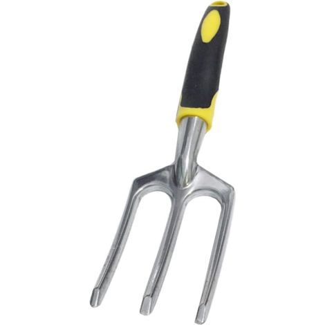 Fourche de jardin en acier inoxydable avec poignée confortable pour ameublir et travailler les parterres de fleurs (1/5)