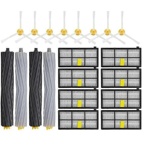 Kit accessoires Roomba Compatible avec iRobot séries 800 860 865 866 870 871 880 885 886 890 900 960 966 980 - 2 brosses principales 8 brosses latérales 8 filtres HEPA (1/5)